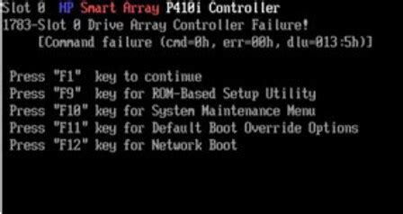 slot 0 drive array controller failure